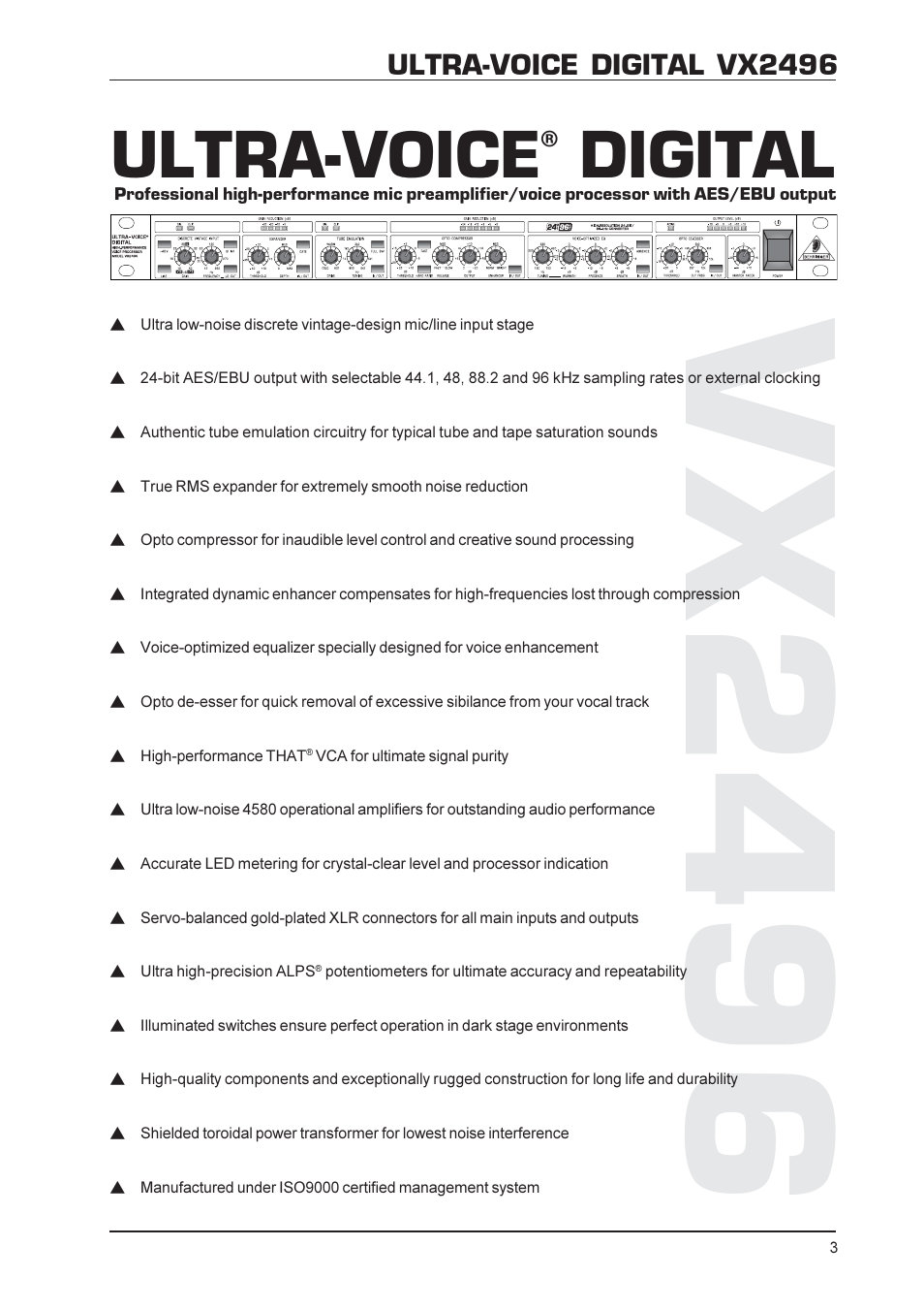 Vx2496, Ultra-voice, Digital | Behringer ULTRA-VOICE DIGITAL VX2496 User Manual | Page 3 / 11