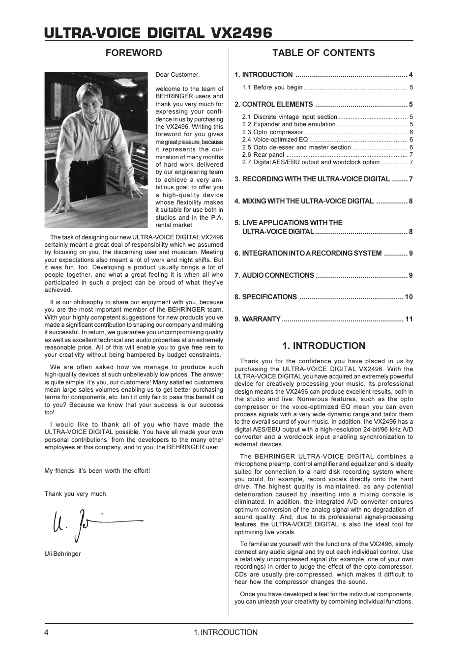 Behringer ULTRA-VOICE DIGITAL VX2496 User Manual | Page 4 / 11