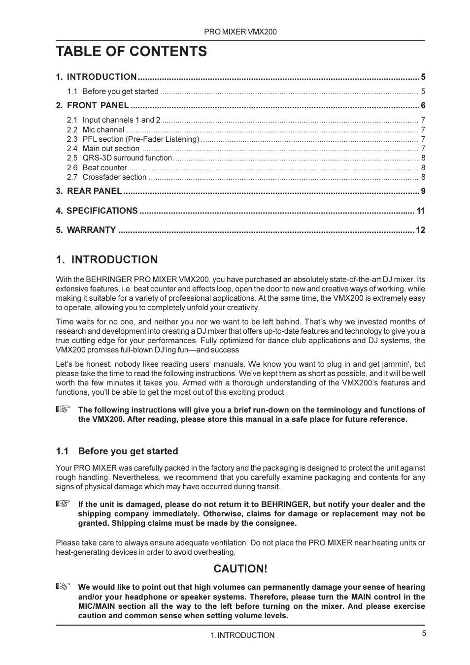 Behringer VMX200 User Manual | Page 5 / 12