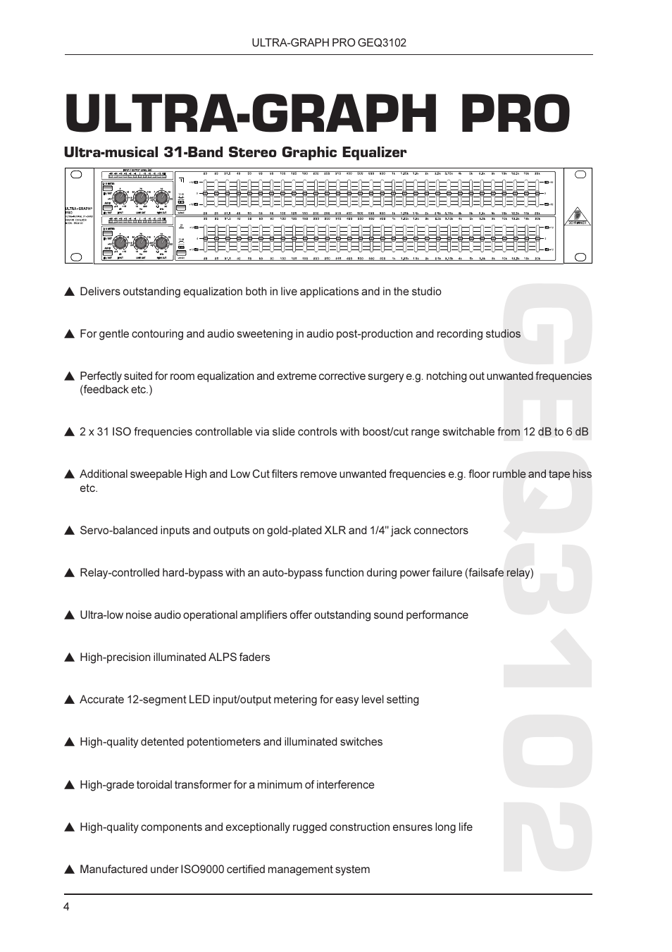 Geq3102, Ultra-graph pro | Behringer GEQ3102 User Manual | Page 4 / 16