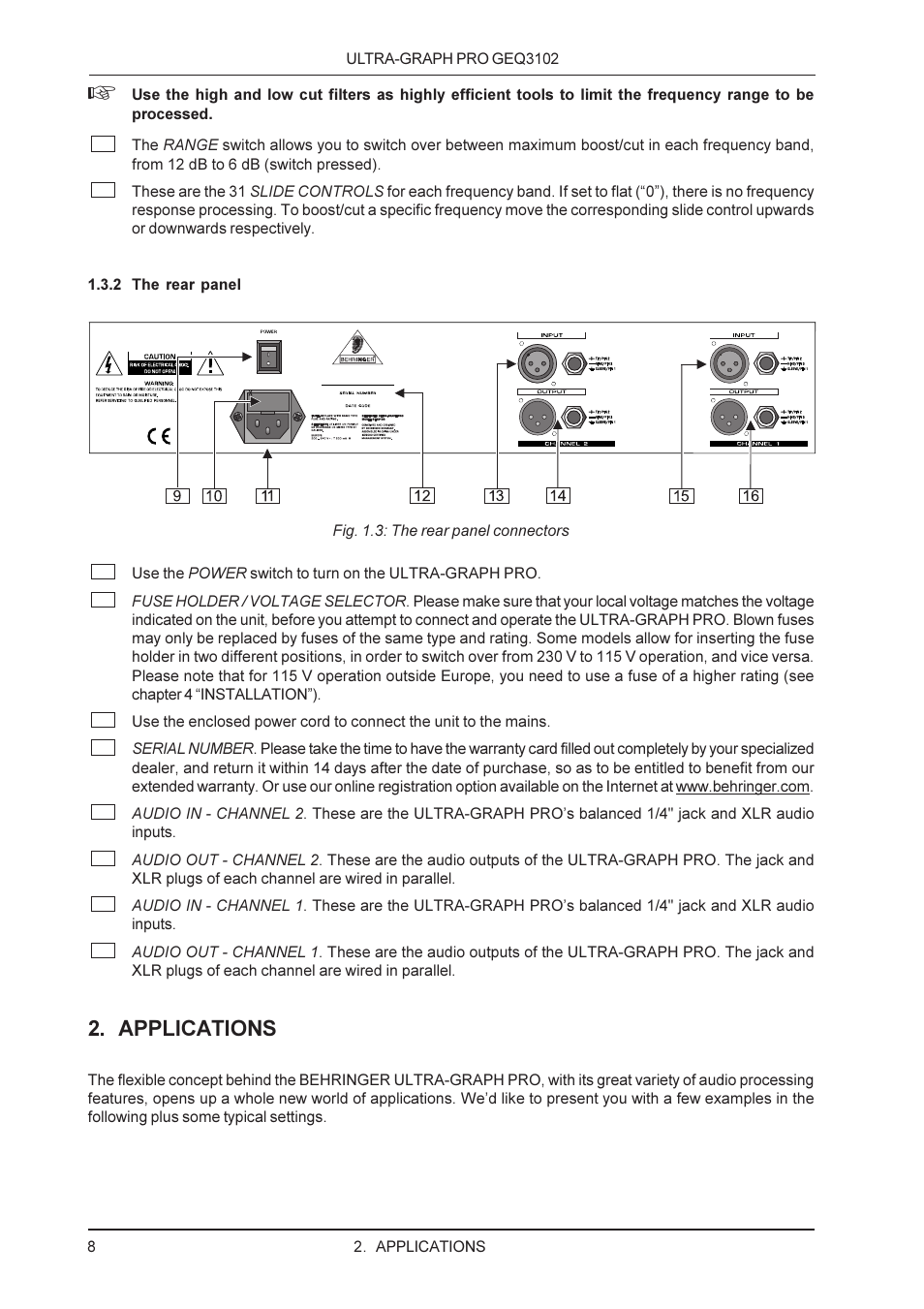 Applications | Behringer GEQ3102 User Manual | Page 8 / 16