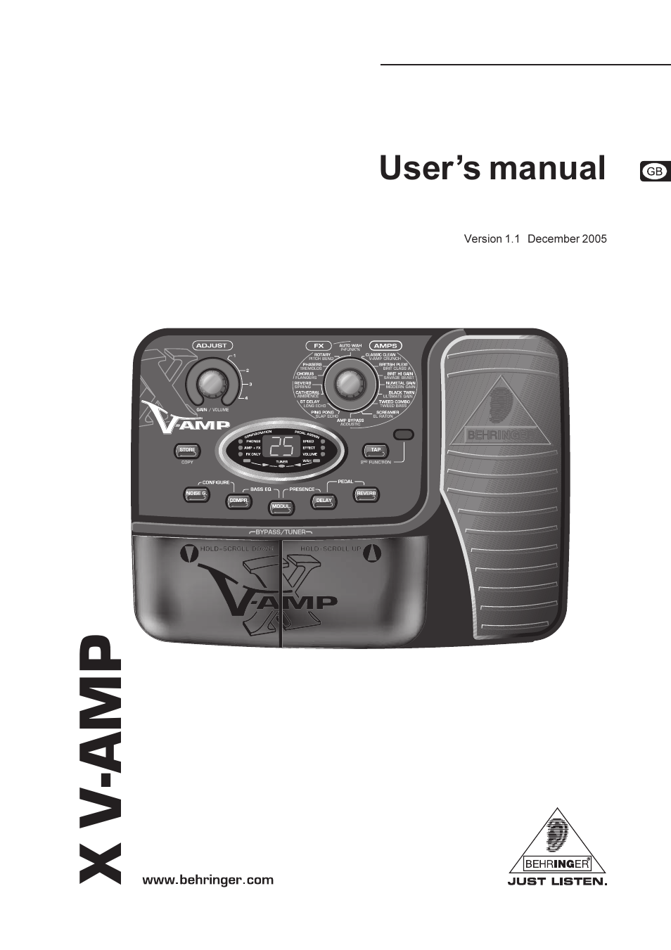 Behringer X V-AMP User Manual | 13 pages