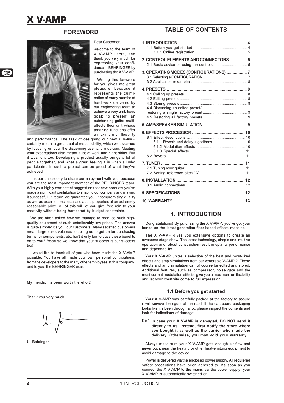 Behringer X V-AMP User Manual | Page 4 / 13