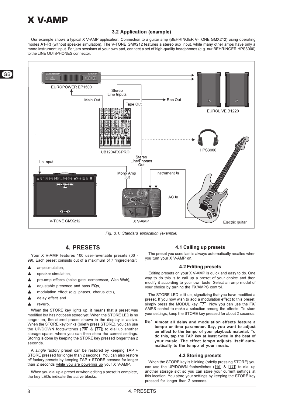 X v-amp, Presets | Behringer X V-AMP User Manual | Page 8 / 13