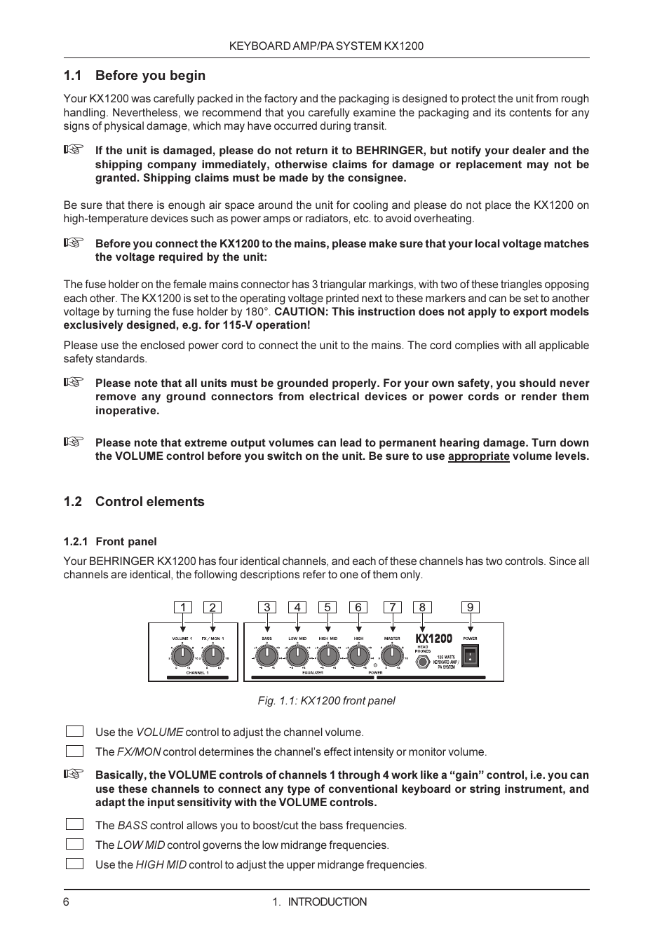 Behringer Keyboard Amp/Pa system KX1200 User Manual | Page 6 / 12