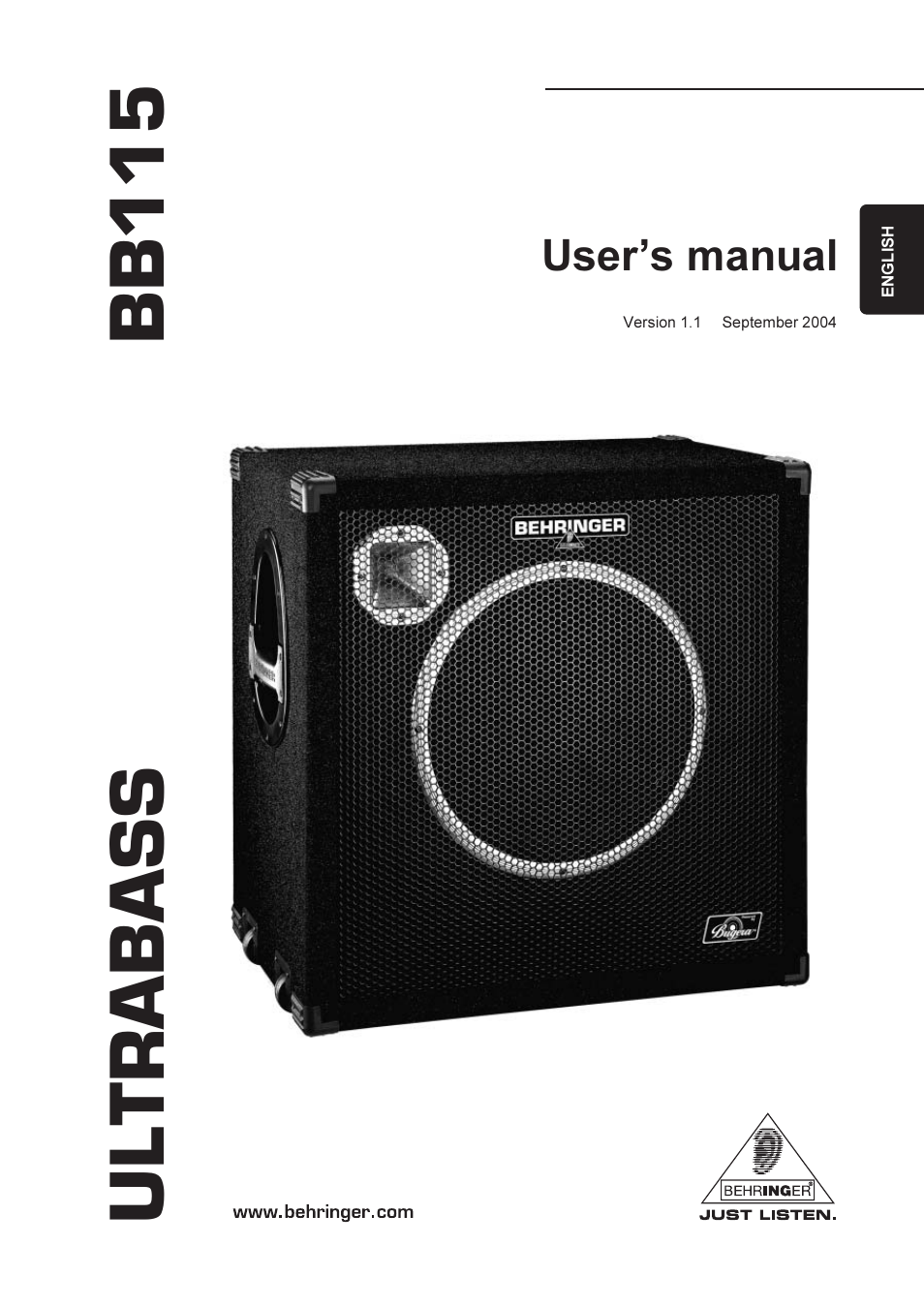 Behringer Ultrabass Speaker BB115 User Manual | 9 pages