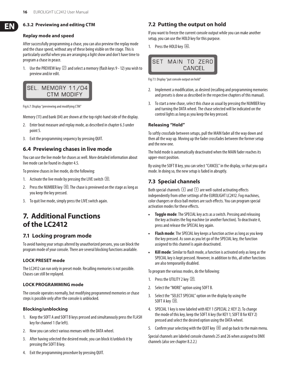 Additional functions of the lc2412 | Behringer Eurolight 24-Channel DMX Lighting Console LC2412 User Manual | Page 16 / 24