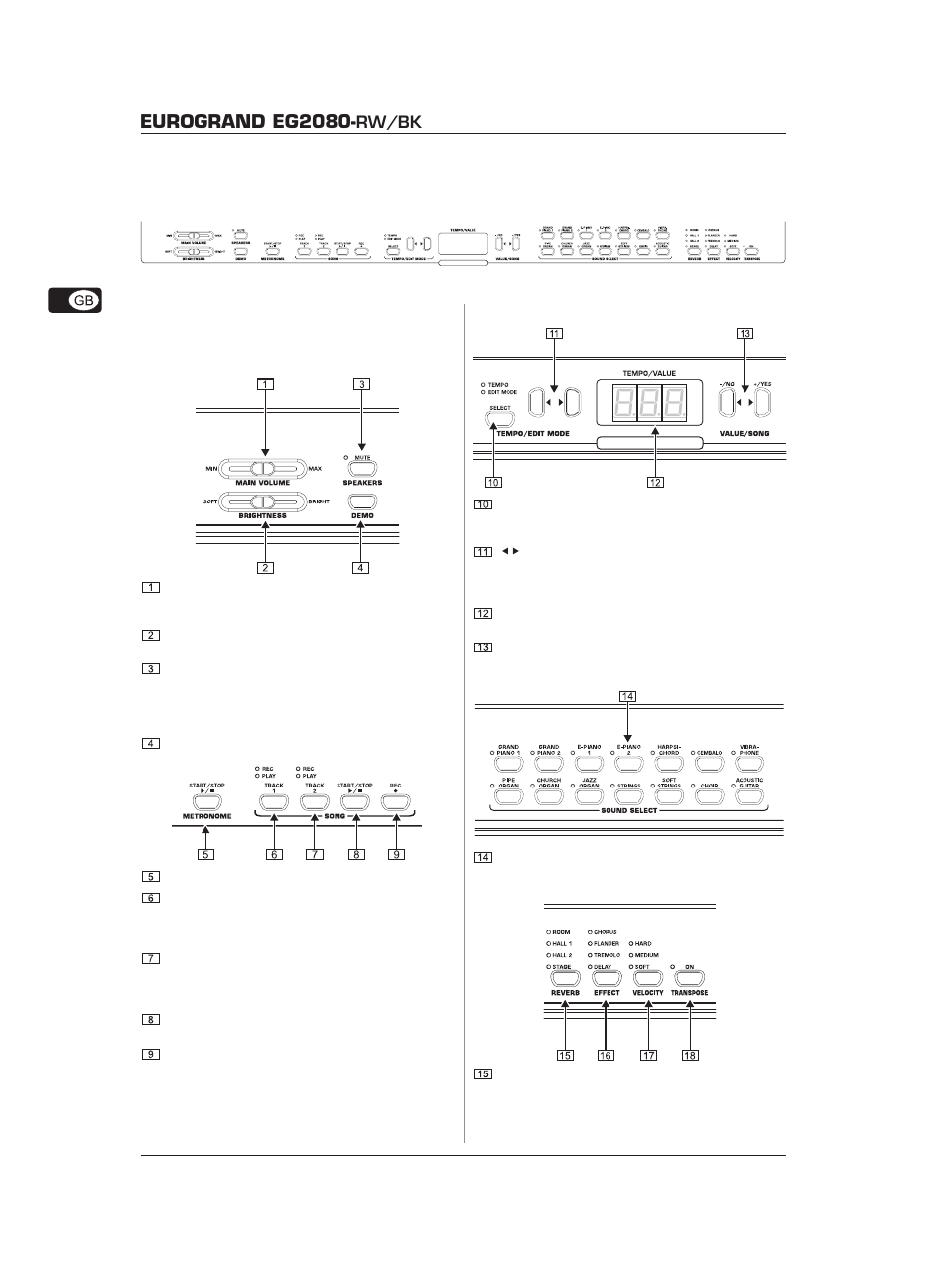 Eurogrand eg2080, Rw/bk 4. control elements and connections | Behringer Eurogrand EG2080-RW/BK User Manual | Page 10 / 34