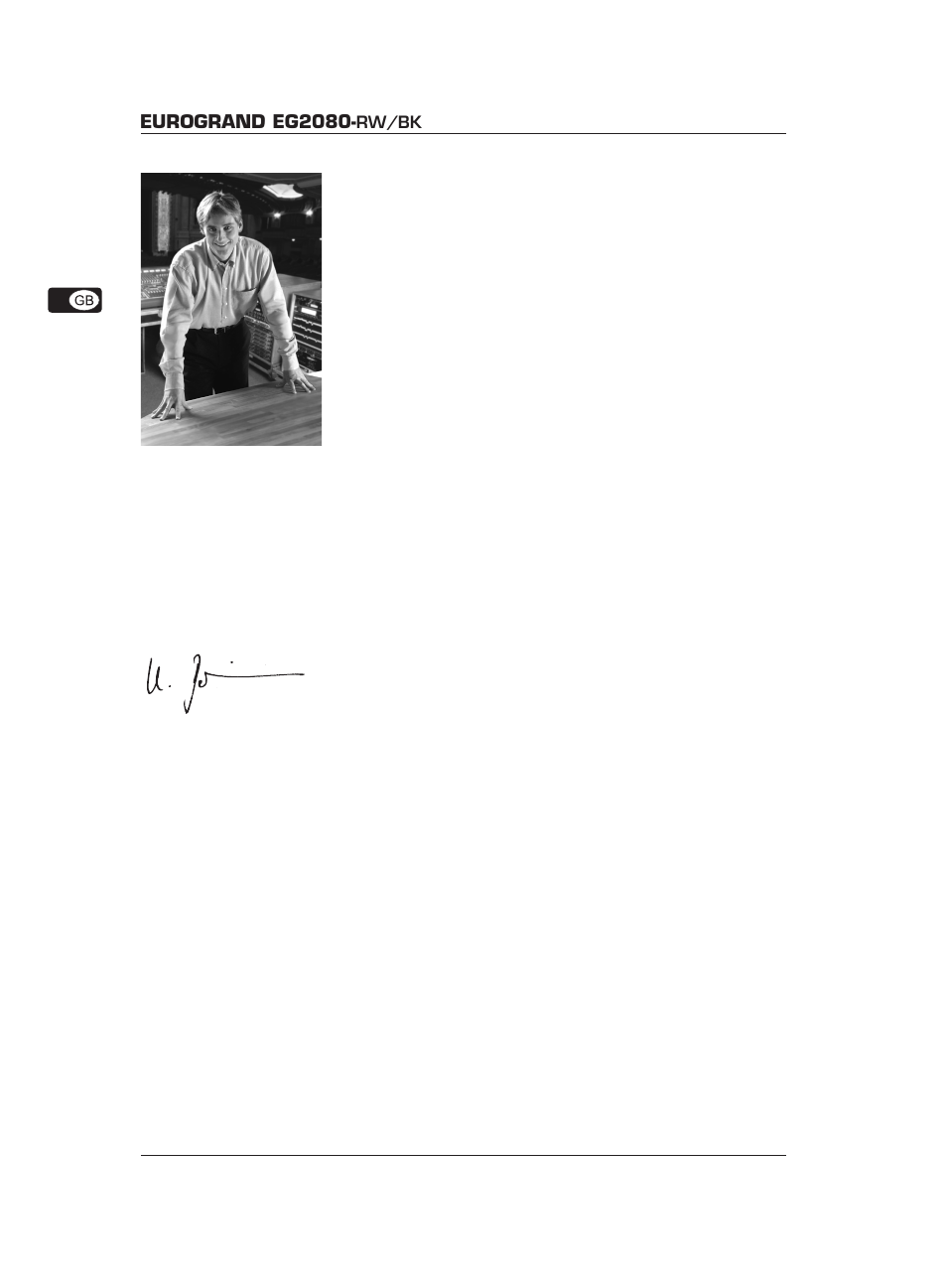 Eurogrand eg2080, Rw/bk foreword | Behringer Eurogrand EG2080-RW/BK User Manual | Page 4 / 34