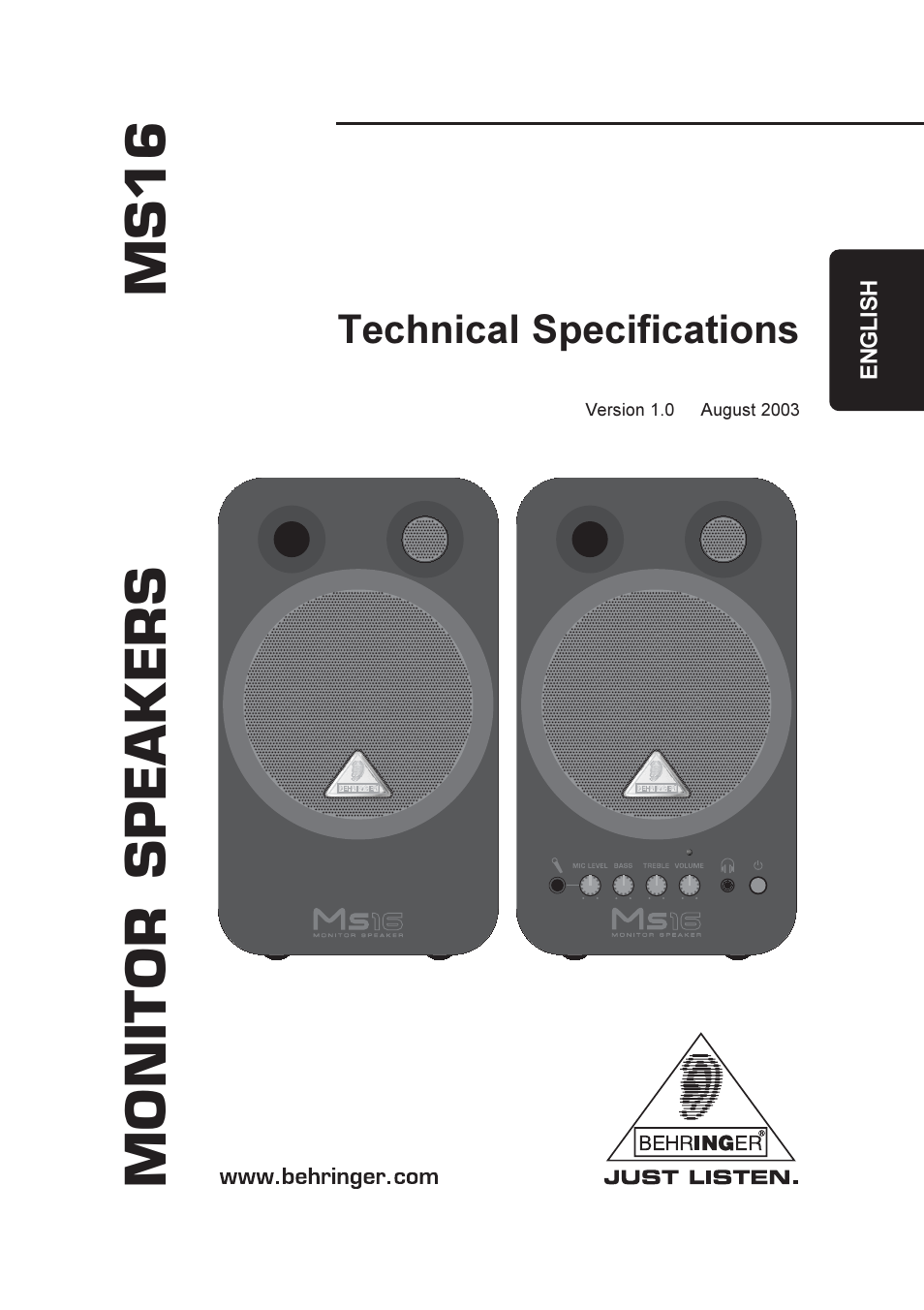 Behringer MS16 User Manual | 3 pages