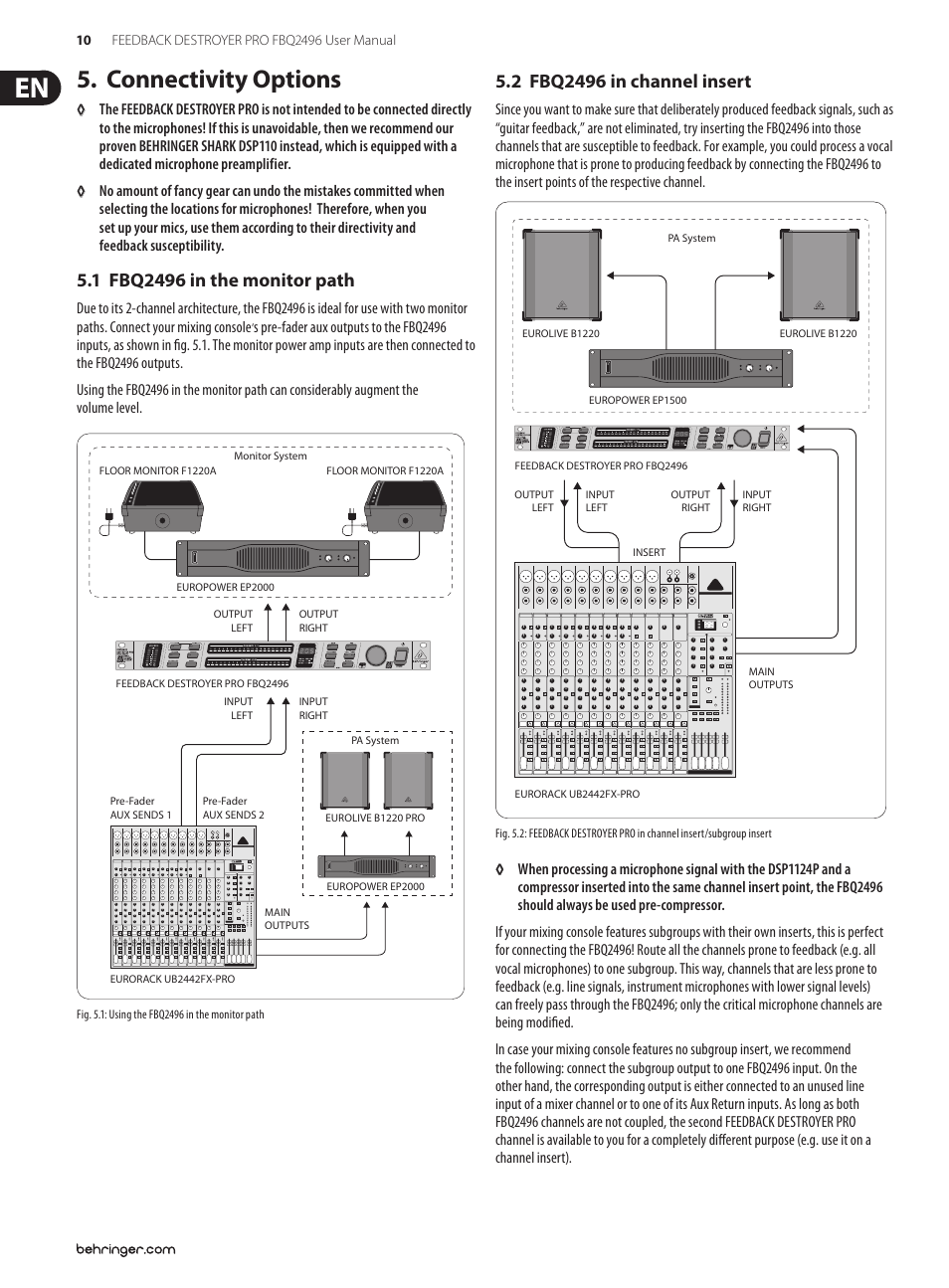 Connectivity options | Behringer Feedback Destroyer Pro FBQ2496 User Manual | Page 10 / 16