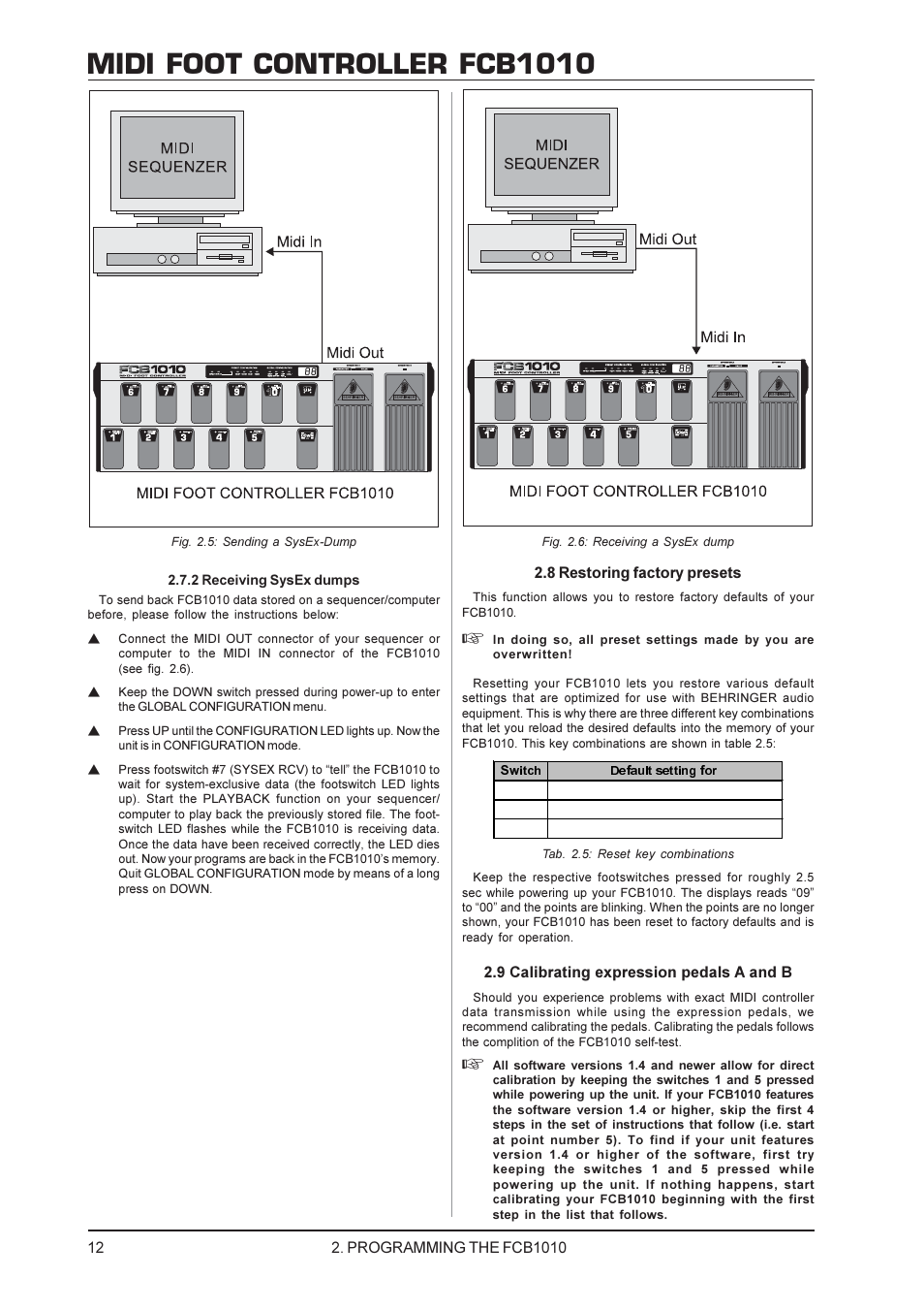 Midi foot controller fcb1010 | Behringer FCB1010 User Manual | Page 12 / 16