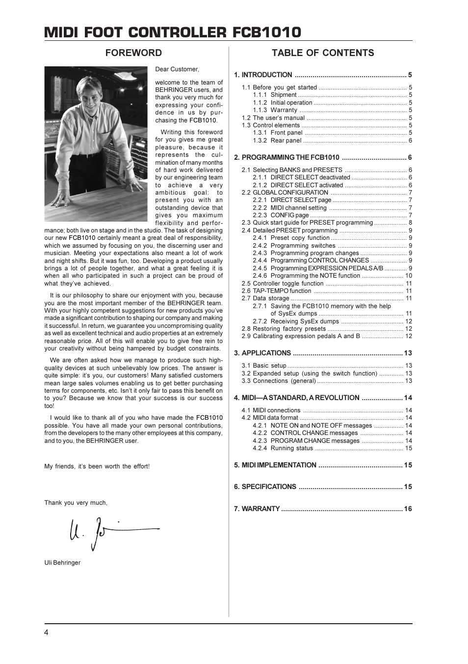 Behringer FCB1010 User Manual | Page 4 / 16