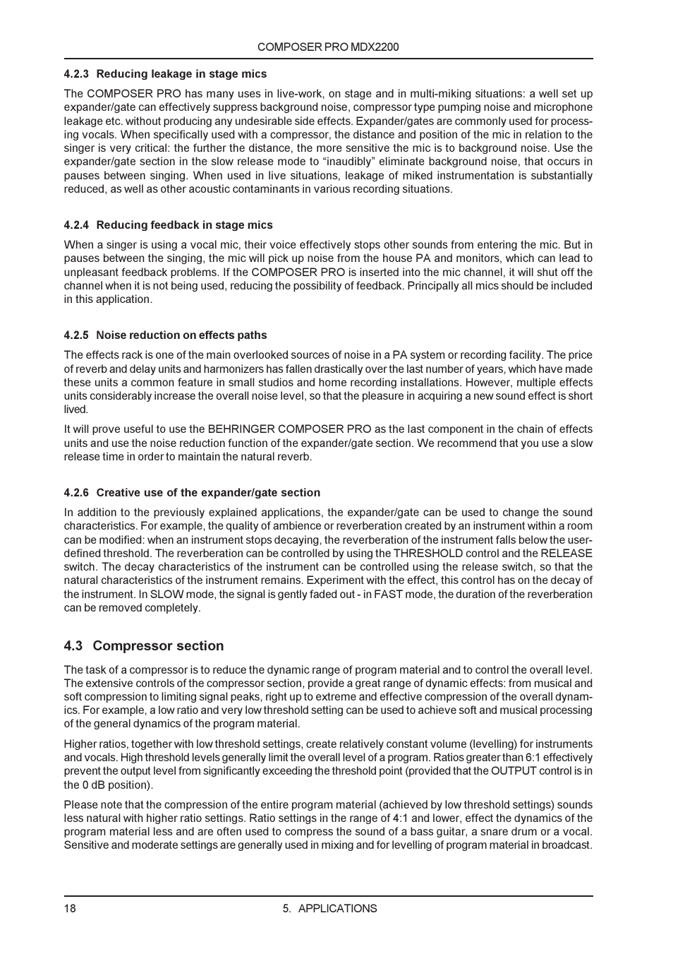 Behringer MDX2200 User Manual | Page 18 / 30