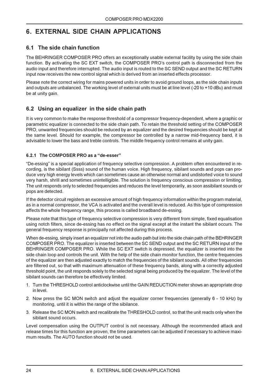 External side chain applications | Behringer MDX2200 User Manual | Page 24 / 30