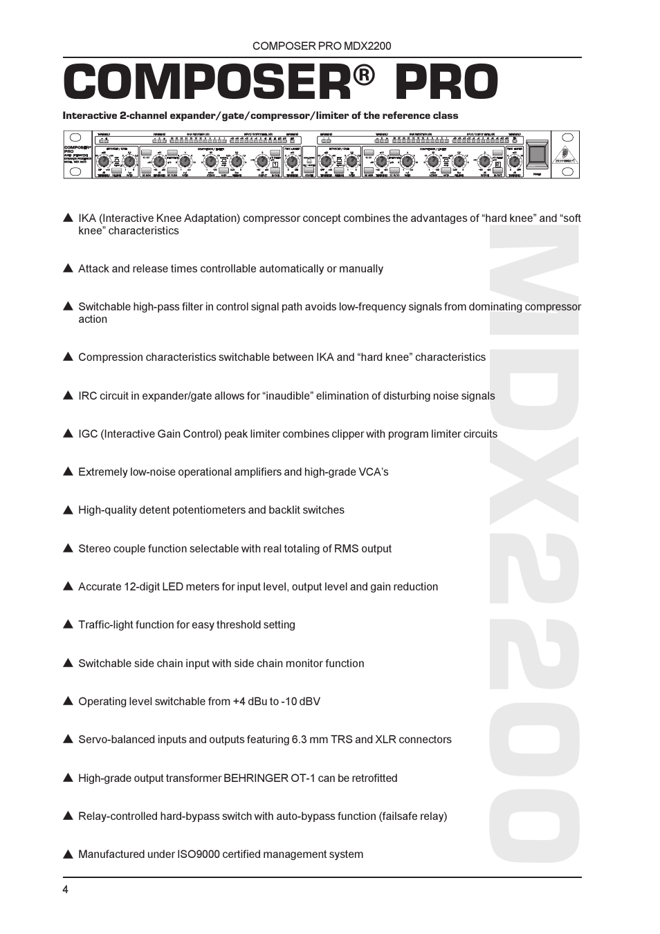 Mdx2200, Composer | Behringer MDX2200 User Manual | Page 4 / 30