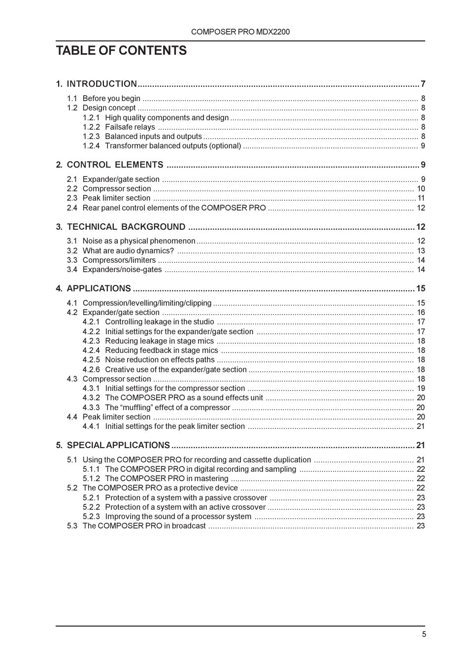 Behringer MDX2200 User Manual | Page 5 / 30