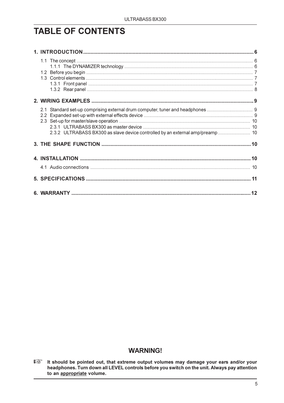 Behringer BX300 User Manual | Page 5 / 12