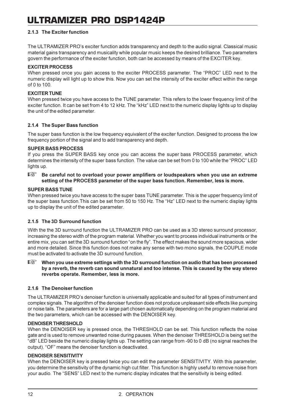 Ultramizer pro dsp1424p | Behringer DSP1424P User Manual | Page 12 / 25