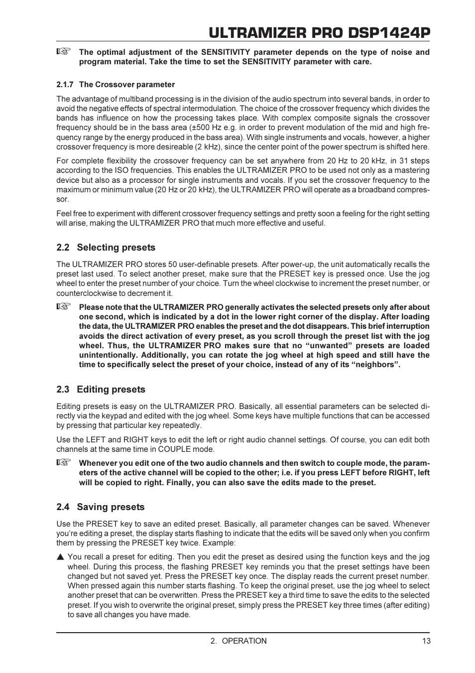 Ultramizer pro dsp1424p | Behringer DSP1424P User Manual | Page 13 / 25
