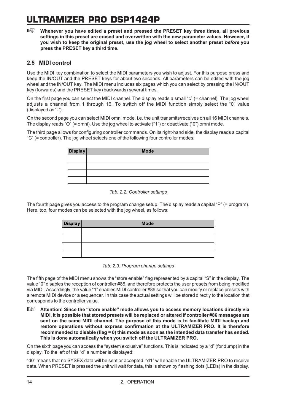 Ultramizer pro dsp1424p | Behringer DSP1424P User Manual | Page 14 / 25