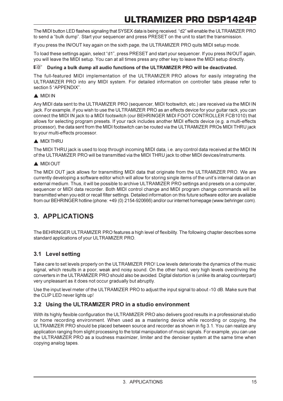 Ultramizer pro dsp1424p, Applications | Behringer DSP1424P User Manual | Page 15 / 25