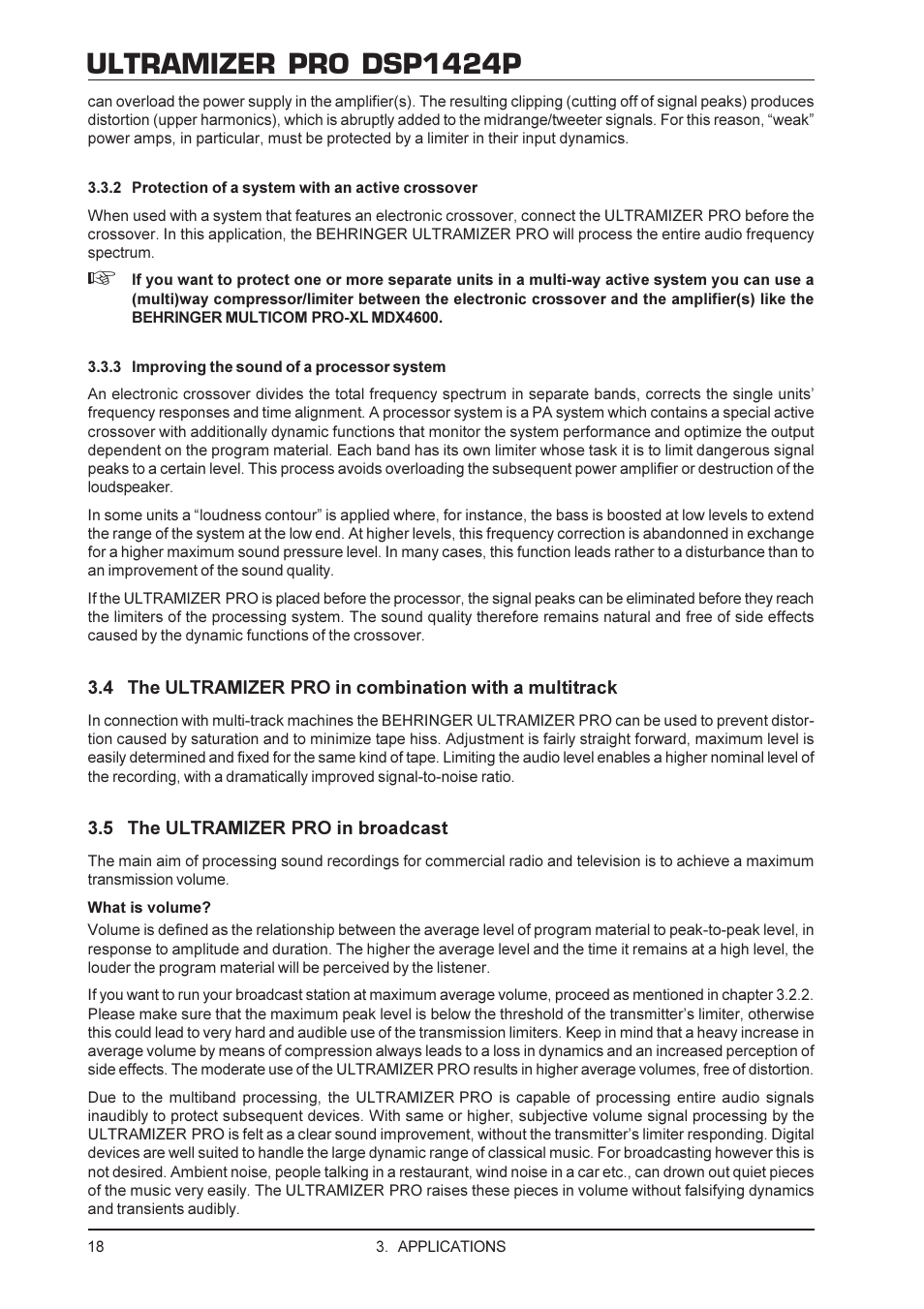 Ultramizer pro dsp1424p | Behringer DSP1424P User Manual | Page 18 / 25