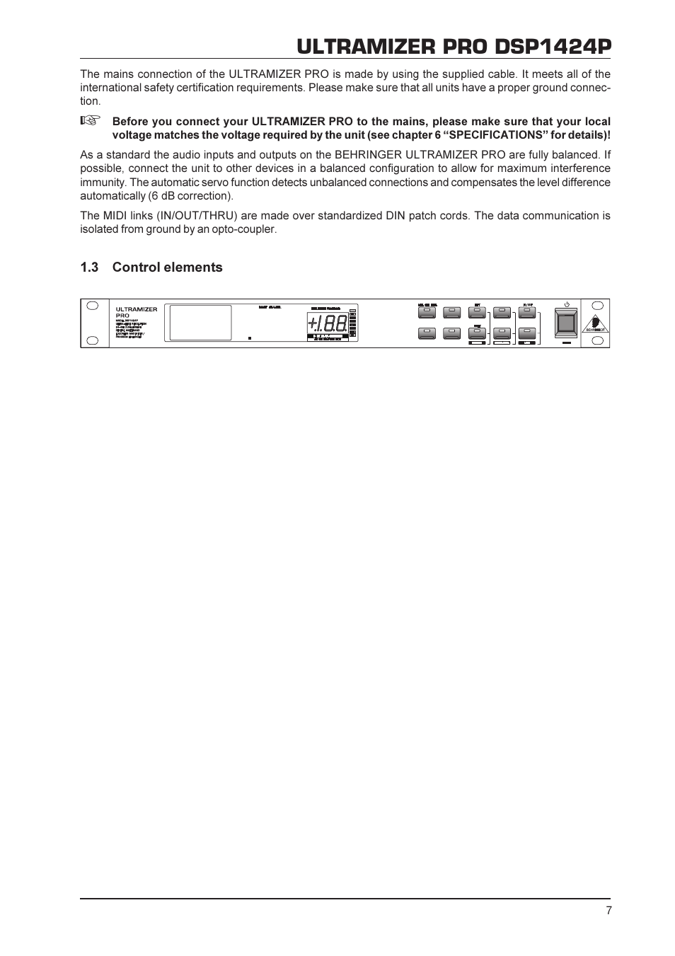 Ultramizer pro dsp1424p | Behringer DSP1424P User Manual | Page 7 / 25