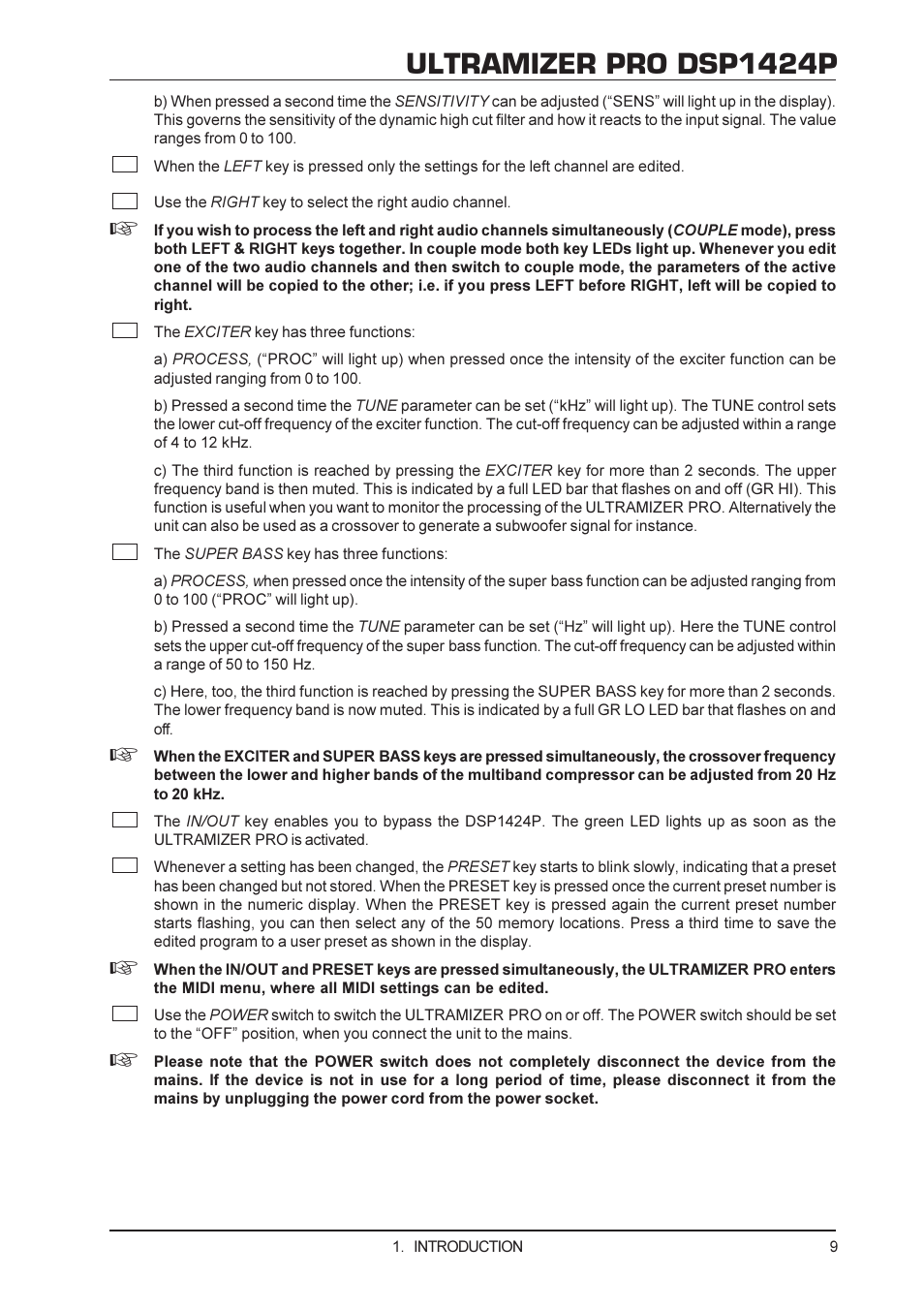 Ultramizer pro dsp1424p | Behringer DSP1424P User Manual | Page 9 / 25