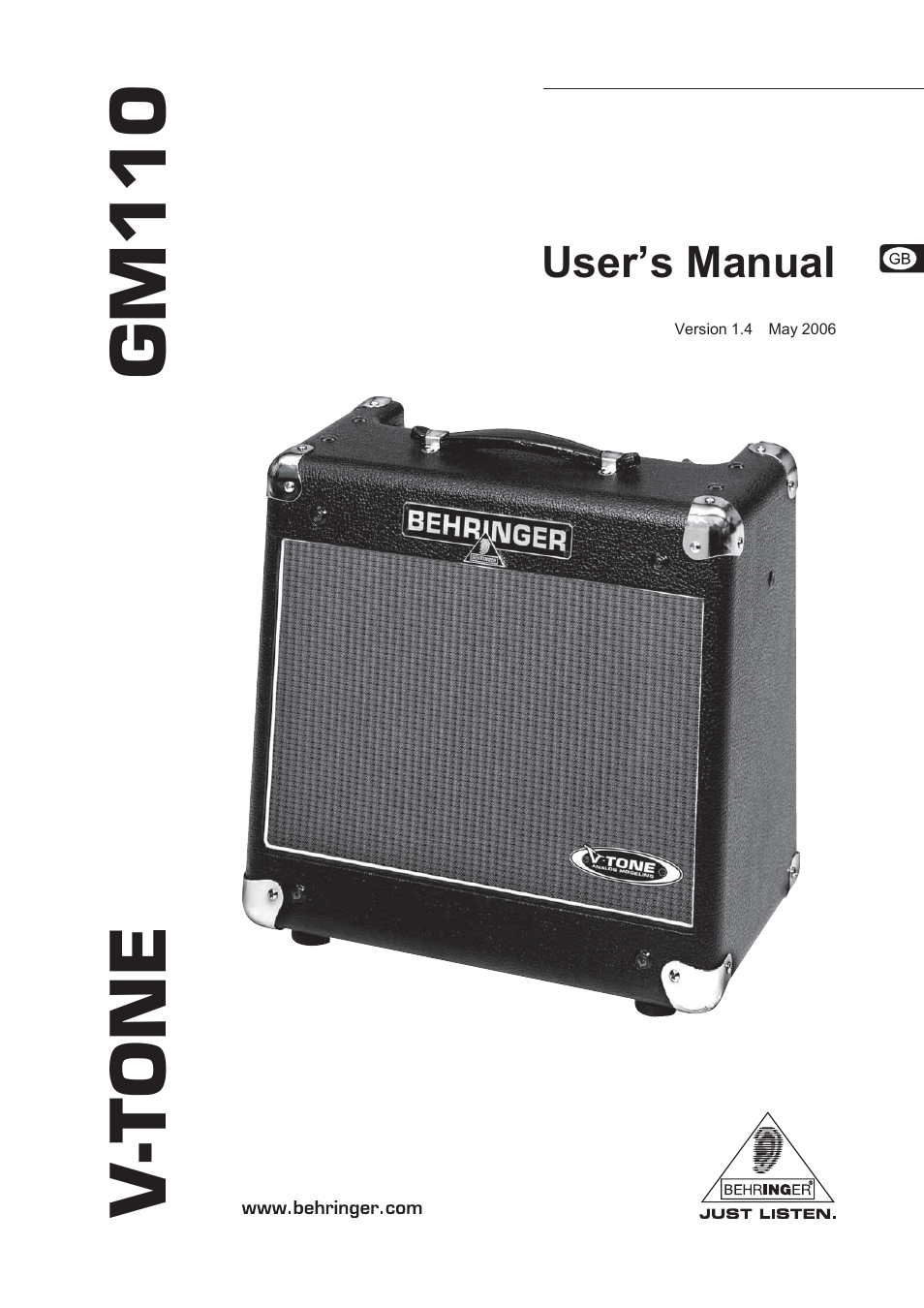 Behringer 30-Watt Guitar Amp V-TONE GM110 User Manual | 9 pages