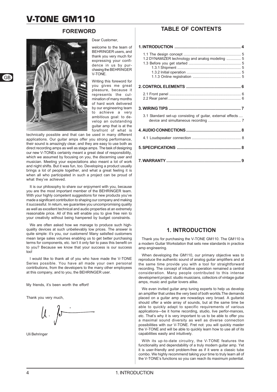 Behringer 30-Watt Guitar Amp V-TONE GM110 User Manual | Page 4 / 9