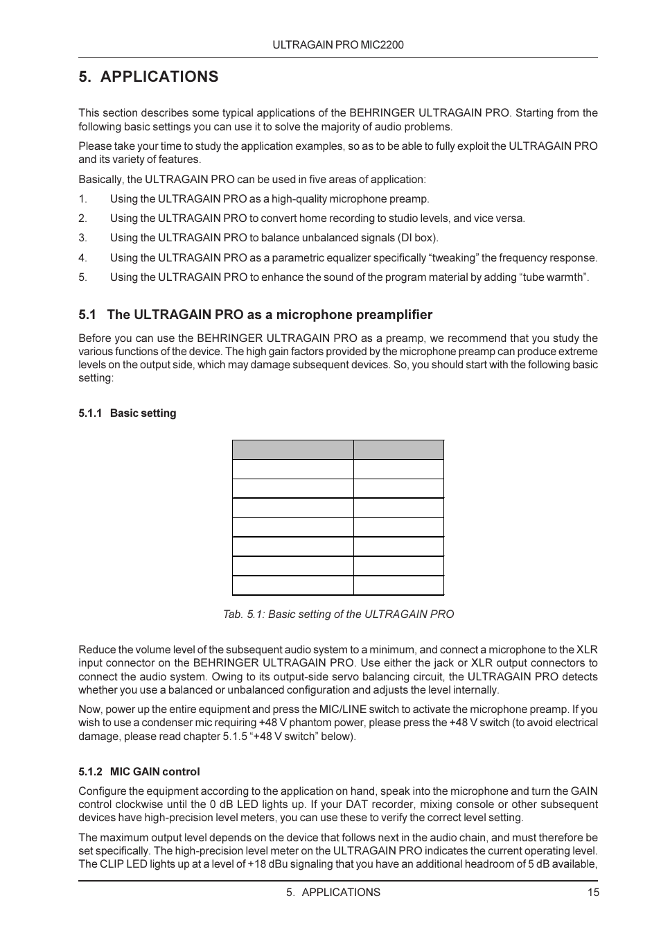 Applications | Behringer M IC 2200 User Manual | Page 15 / 20