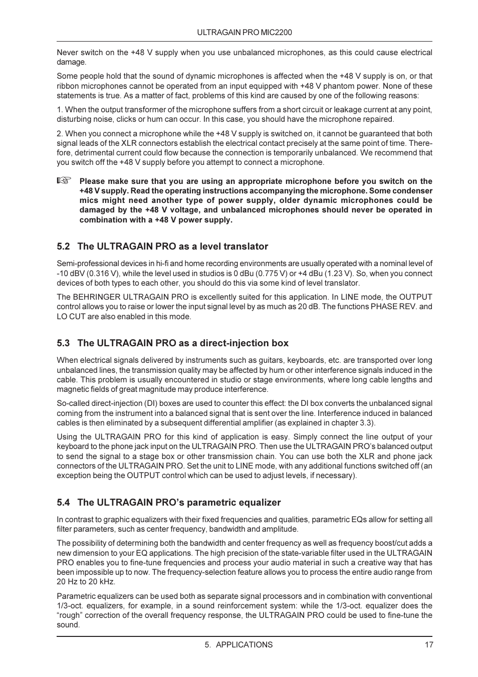 Behringer M IC 2200 User Manual | Page 17 / 20