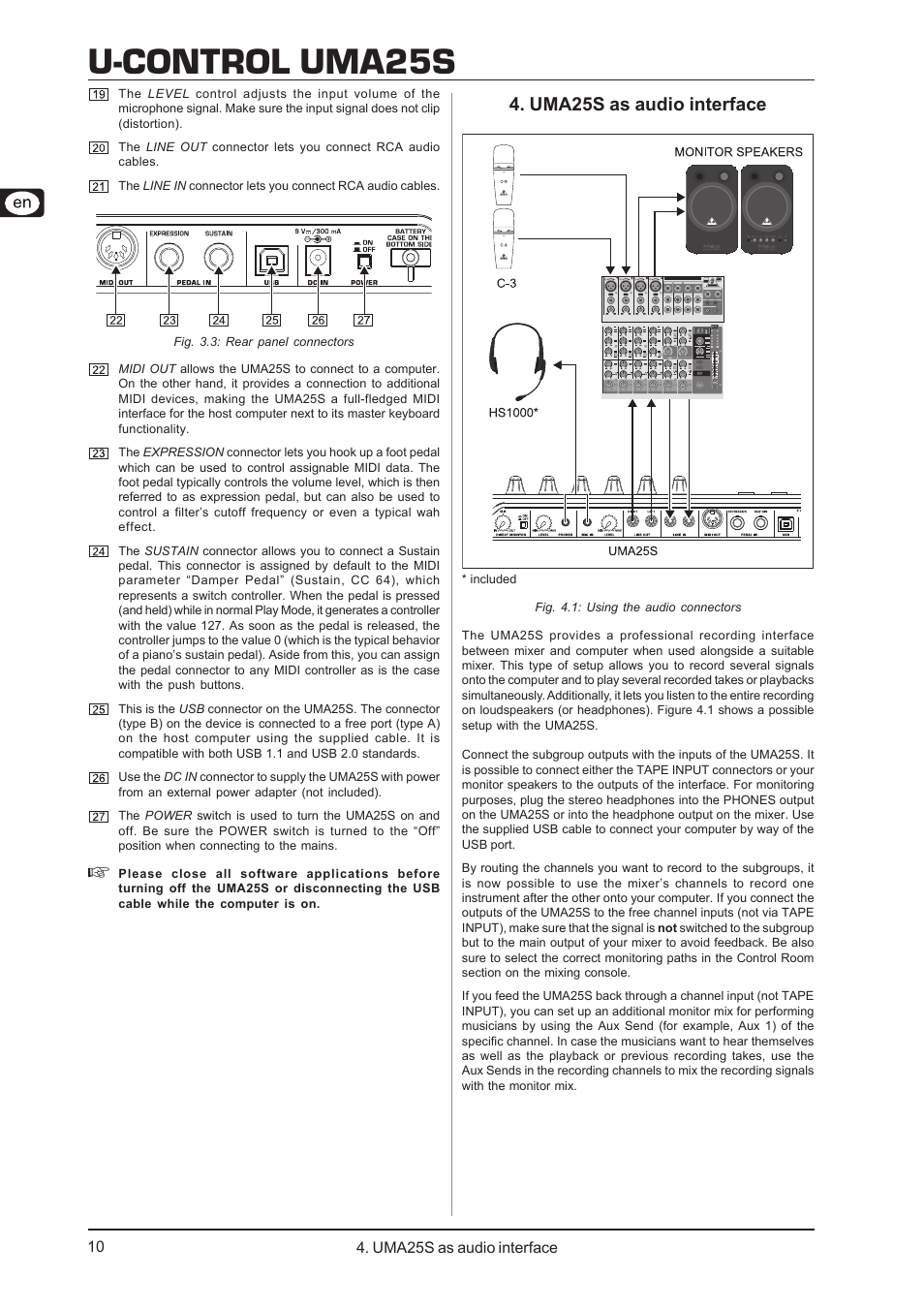 U-control uma25s, Uma25s as audio interface | Behringer UMA25S User Manual | Page 10 / 23