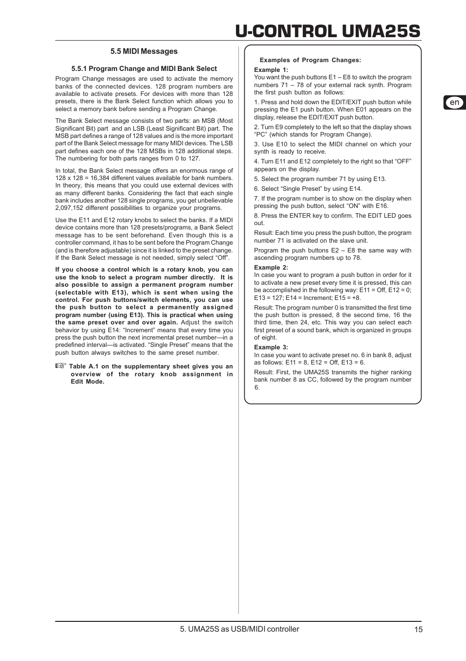 U-control uma25s | Behringer UMA25S User Manual | Page 15 / 23