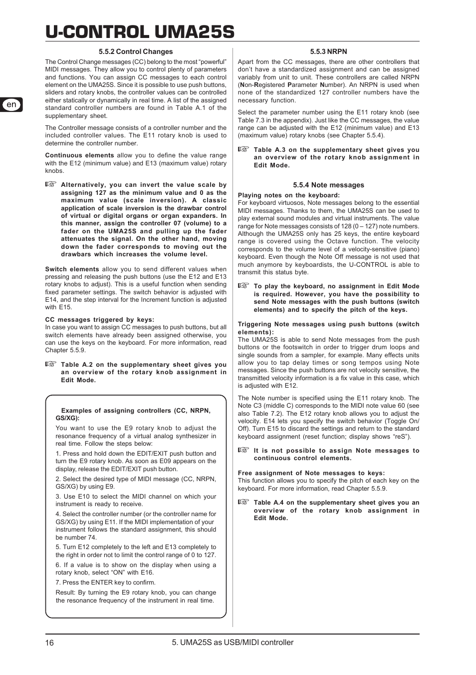 U-control uma25s | Behringer UMA25S User Manual | Page 16 / 23