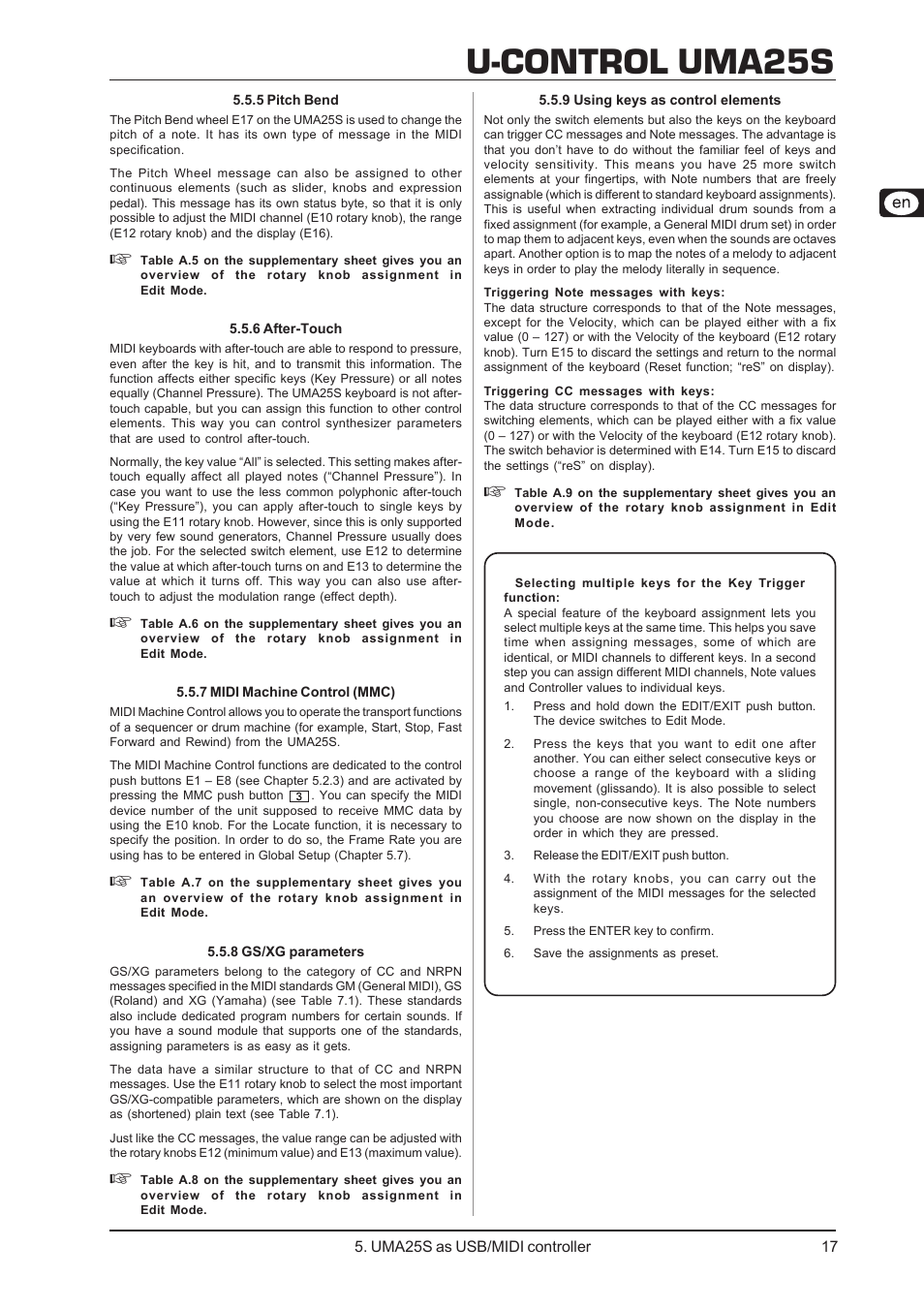 U-control uma25s | Behringer UMA25S User Manual | Page 17 / 23