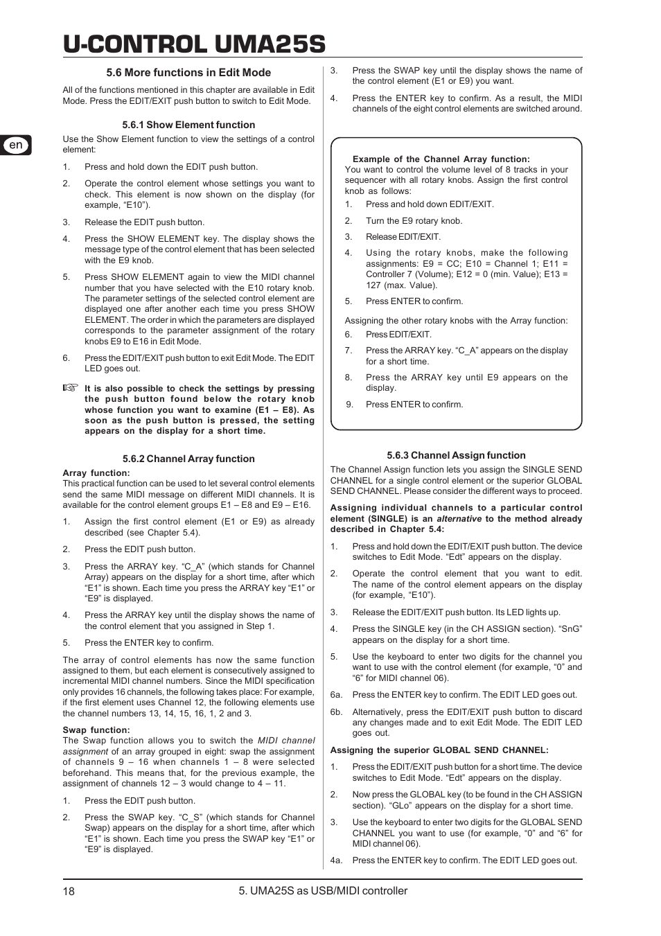 U-control uma25s | Behringer UMA25S User Manual | Page 18 / 23