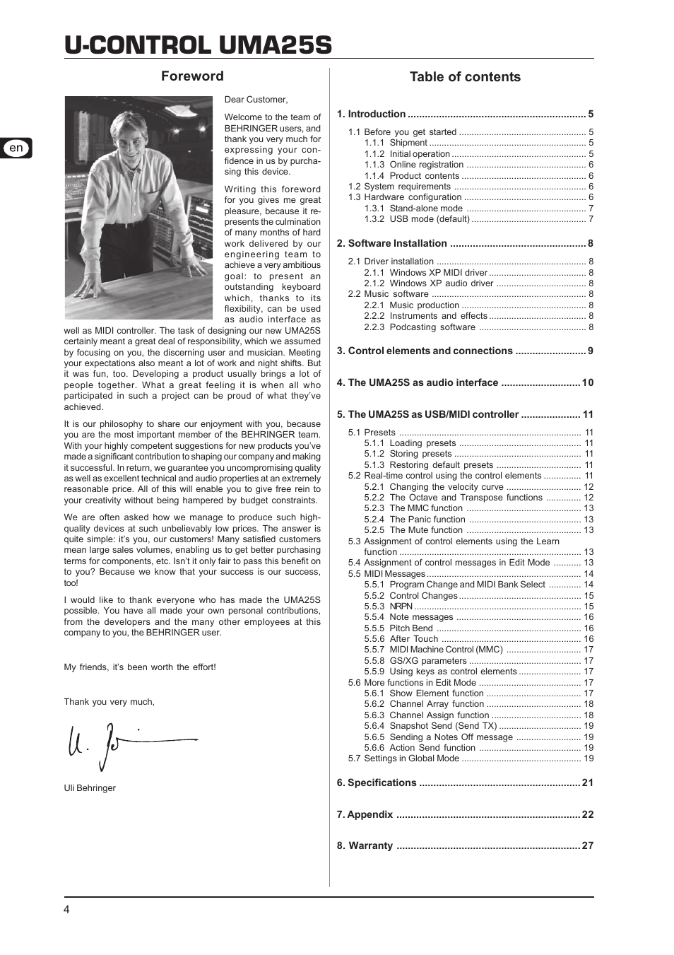 Behringer UMA25S User Manual | Page 4 / 23