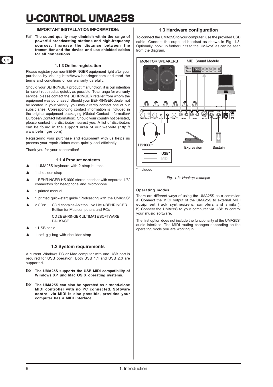 U-control uma25s | Behringer UMA25S User Manual | Page 6 / 23