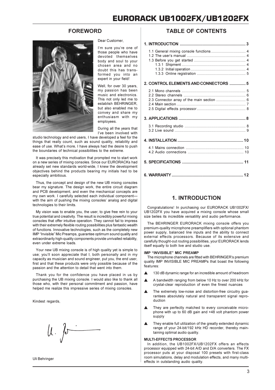 Behringer UB1002FX User Manual | Page 3 / 12