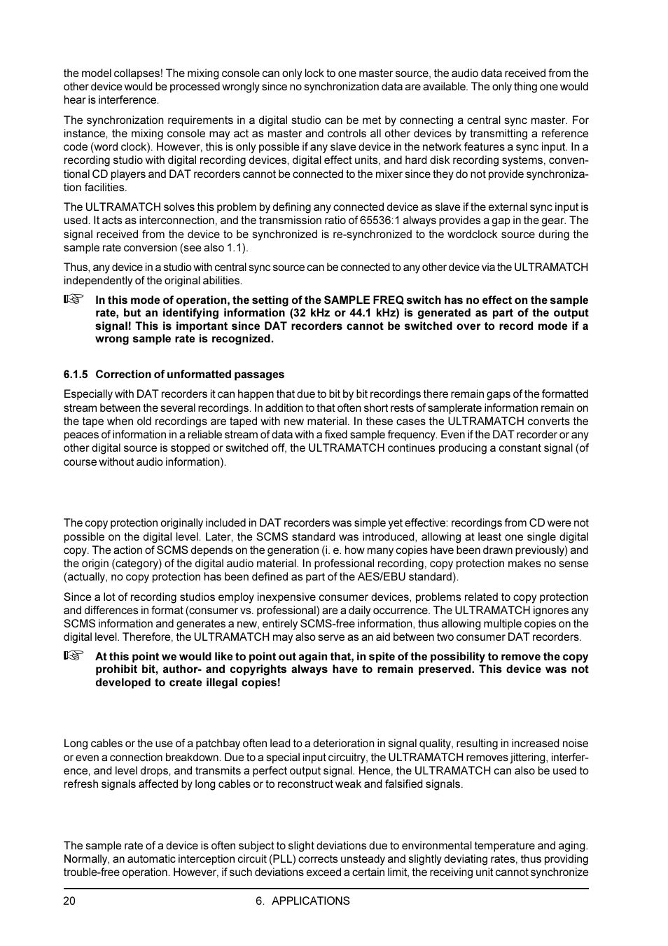 5 correction of unformatted passages, 2 scms removal, 3 line booster, signal refresher | 4 sample rate correction | Behringer SRC2000 User Manual | Page 20 / 25