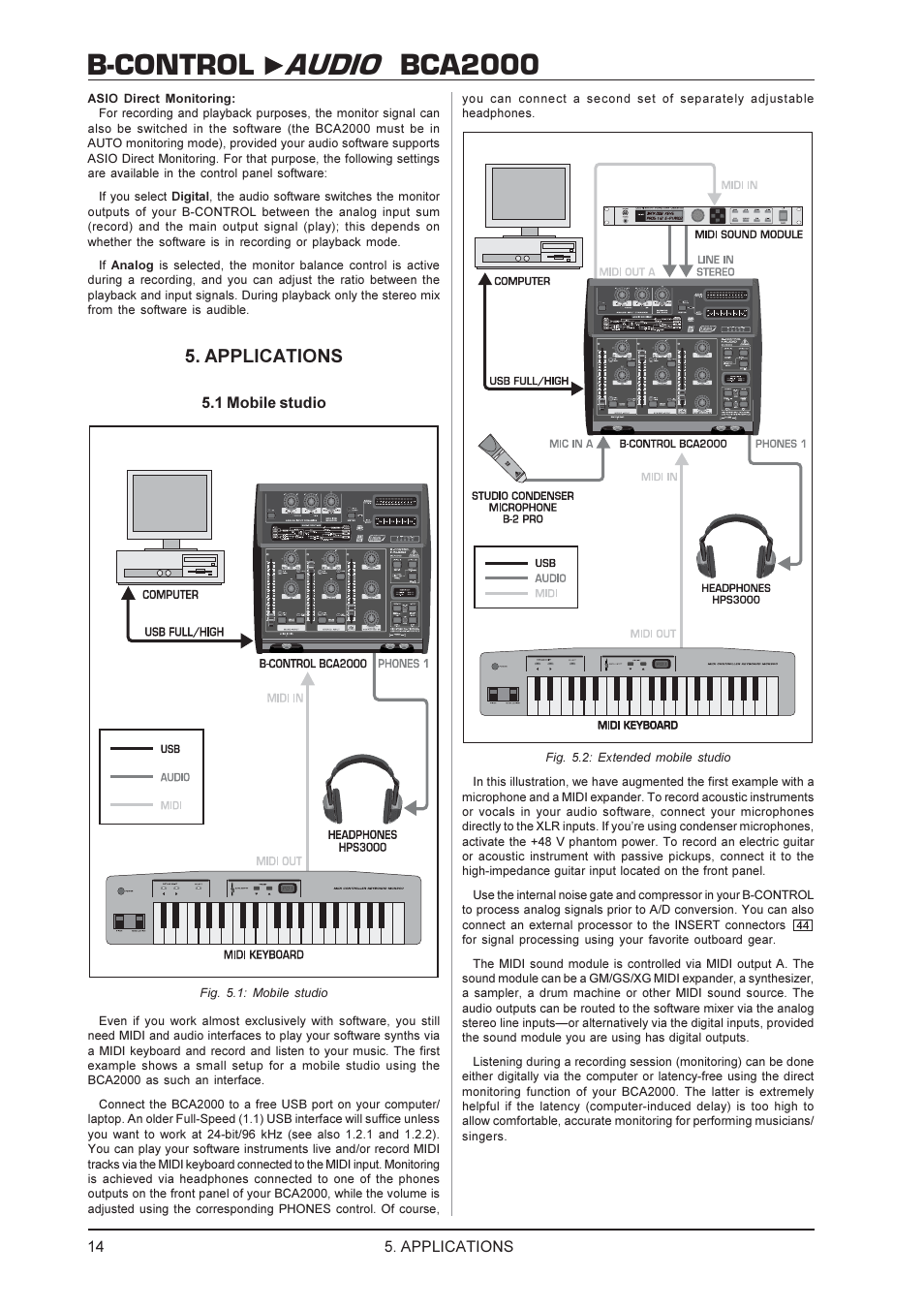 B-control audio bca2000, Applications | Behringer BCA2000 User Manual | Page 14 / 24