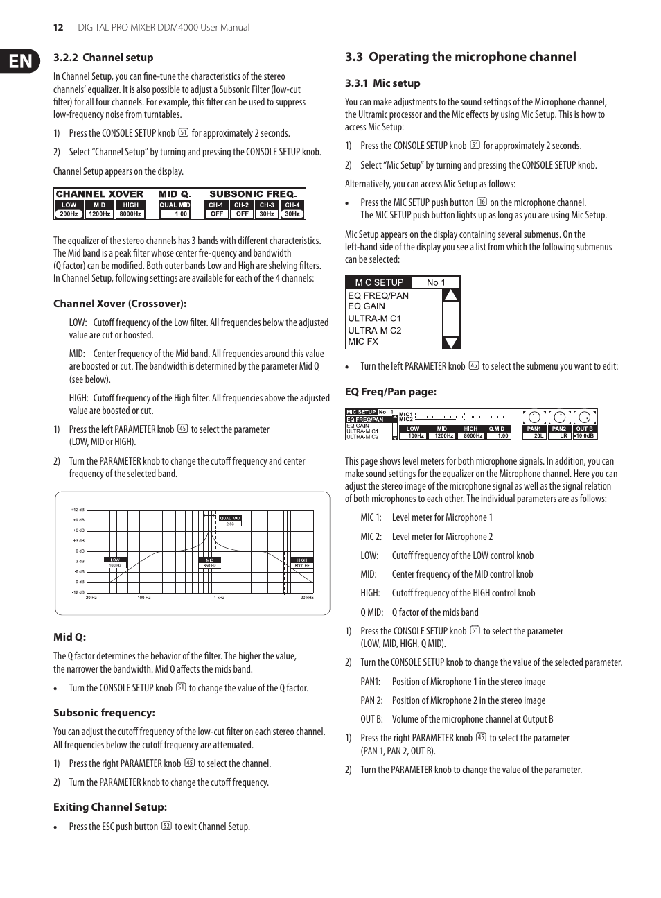 3 operating the microphone channel | Behringer Digital Pro Mixer DDM4000 User Manual | Page 12 / 32