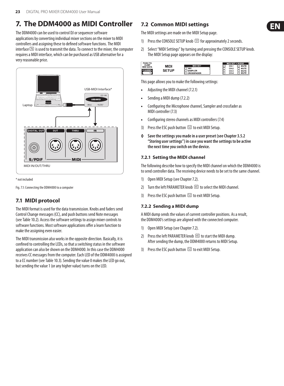 The ddm4000 as midi controller, 1 midi protocol, 2 common midi settings | Behringer Digital Pro Mixer DDM4000 User Manual | Page 23 / 32