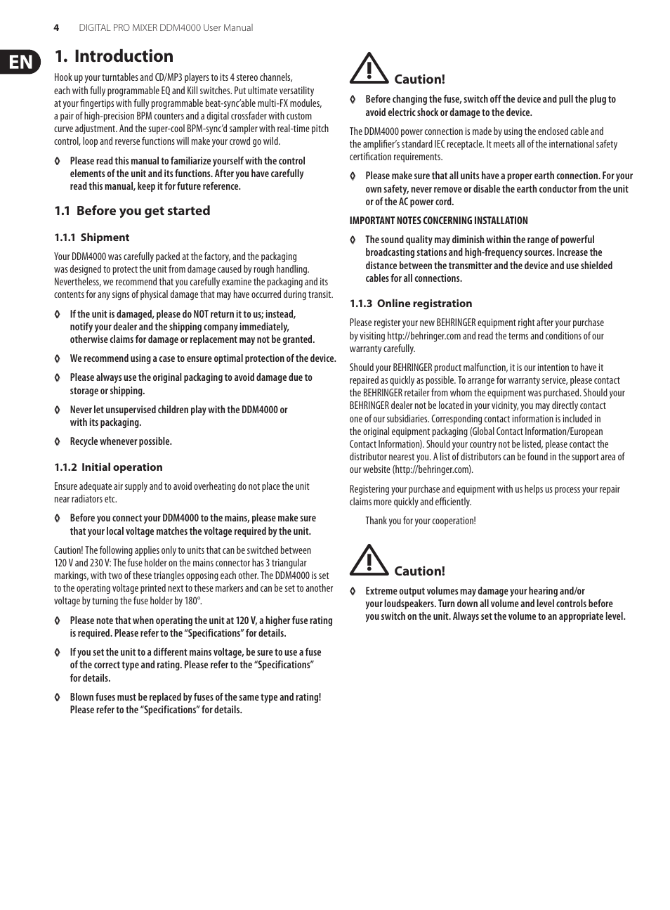 Introduction, 1 before you get started | Behringer Digital Pro Mixer DDM4000 User Manual | Page 4 / 32