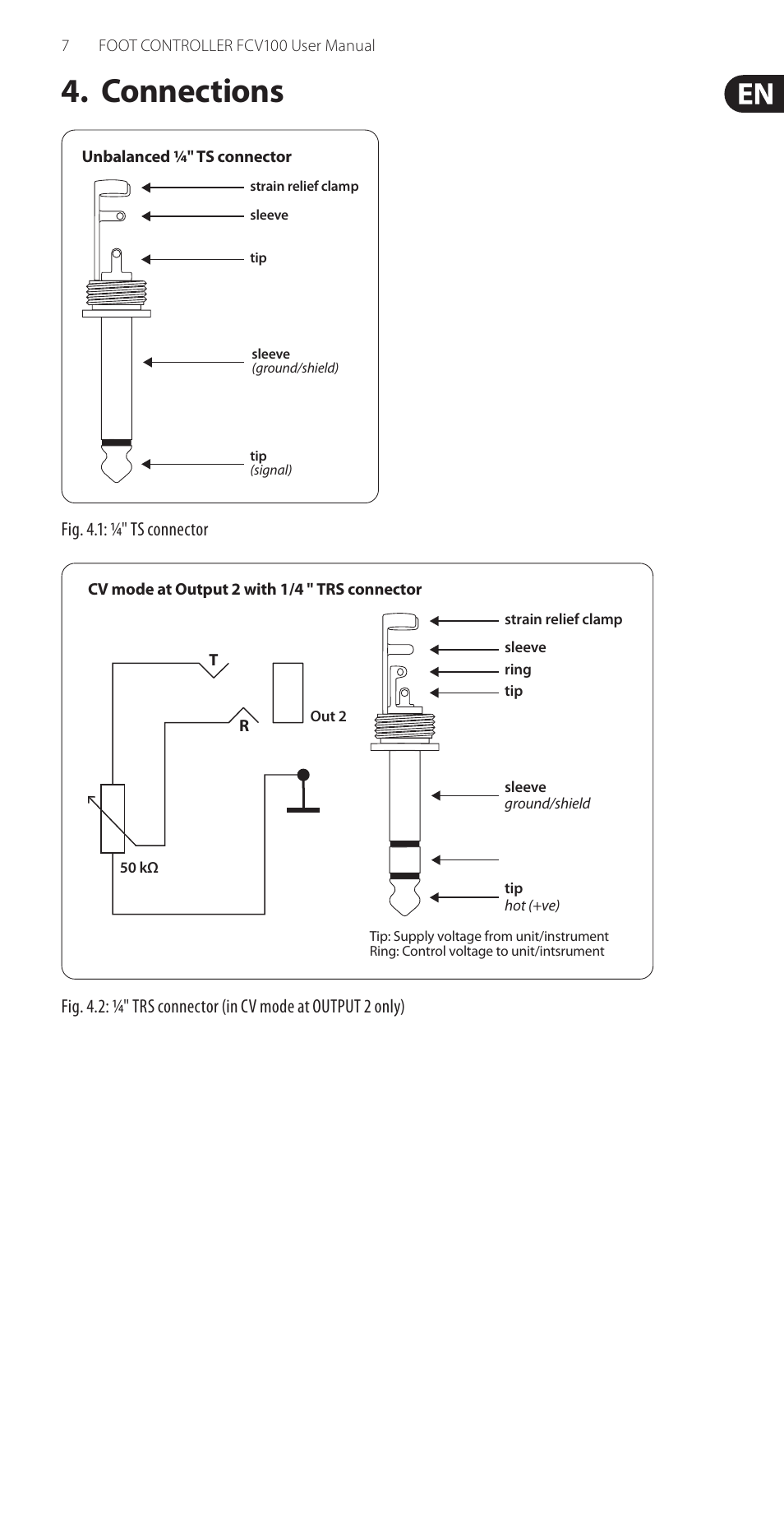 Connections | Behringer FOOTCONTROLLER Version 1.2 July 2003 FCV100 User Manual | Page 7 / 9