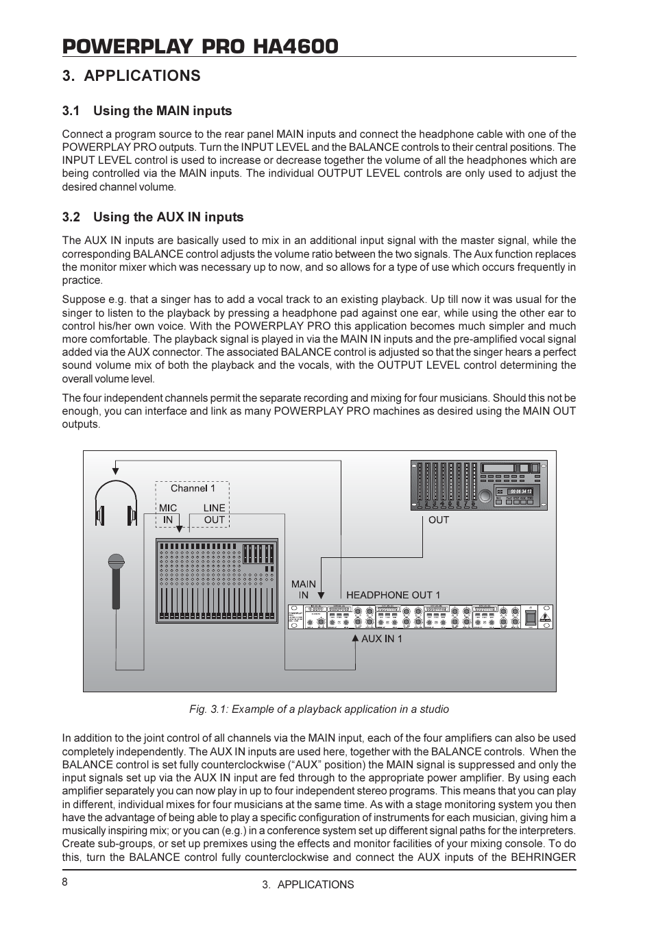 Powerplay pro ha4600, Applications | Behringer Powerplay Pro HA4600 User Manual | Page 8 / 12