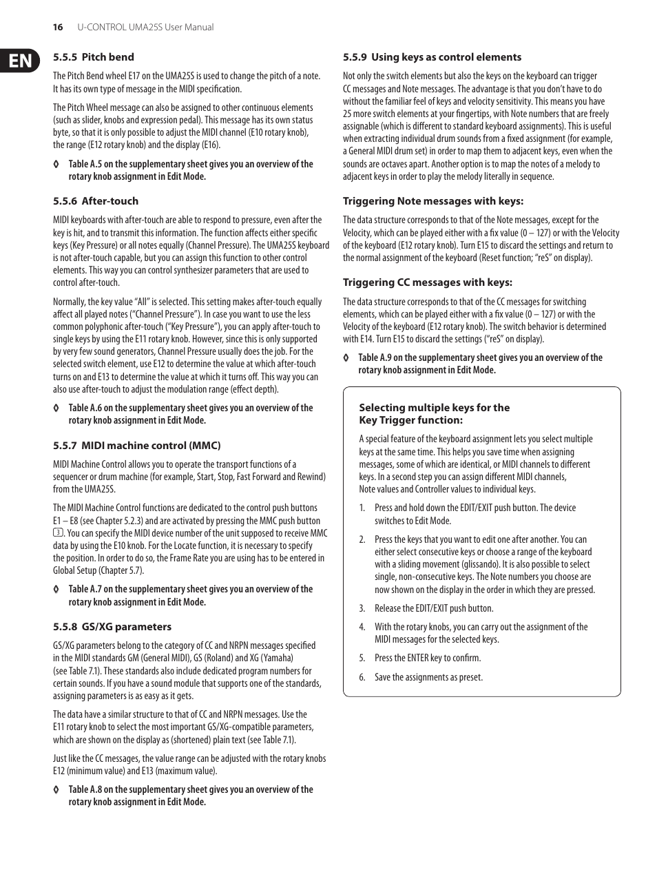 Behringer U-CONTROL UMA S UMA25S User Manual | Page 16 / 23