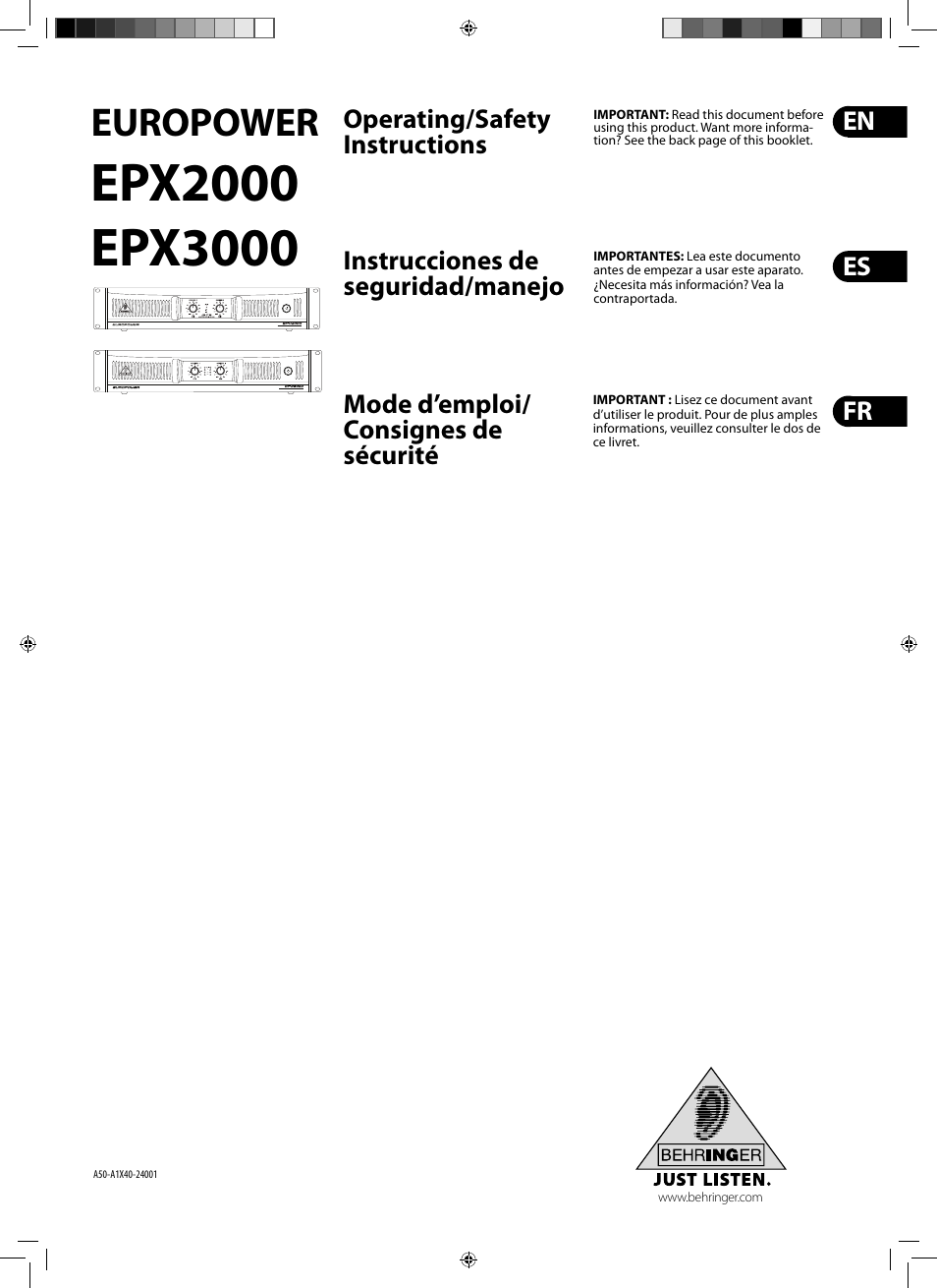 Behringer EUROPOWER EPX3000 User Manual | 25 pages